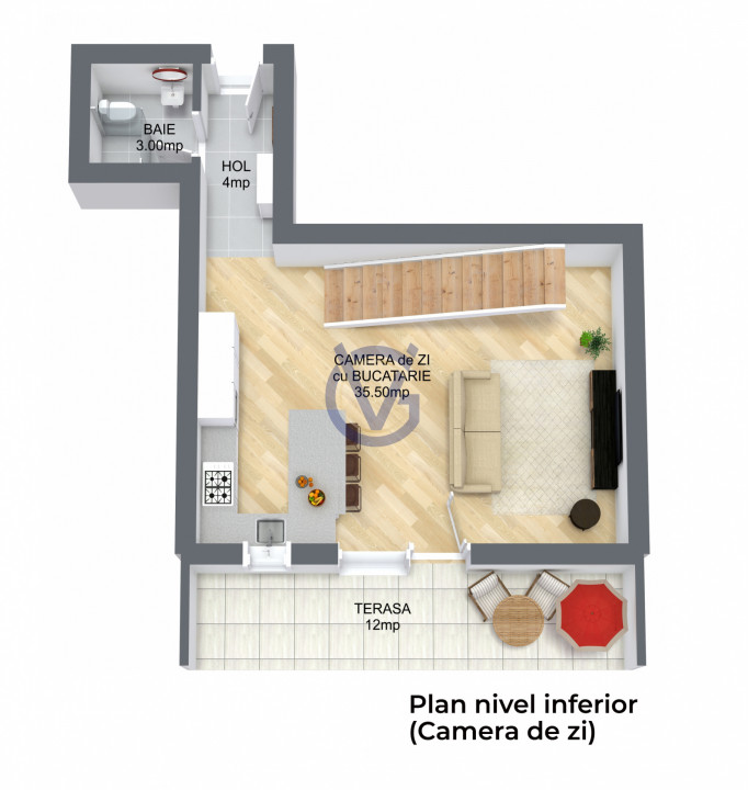 Atat de spatios! 2camere duplex, 70mp + 2 terase, prima inchiriere!