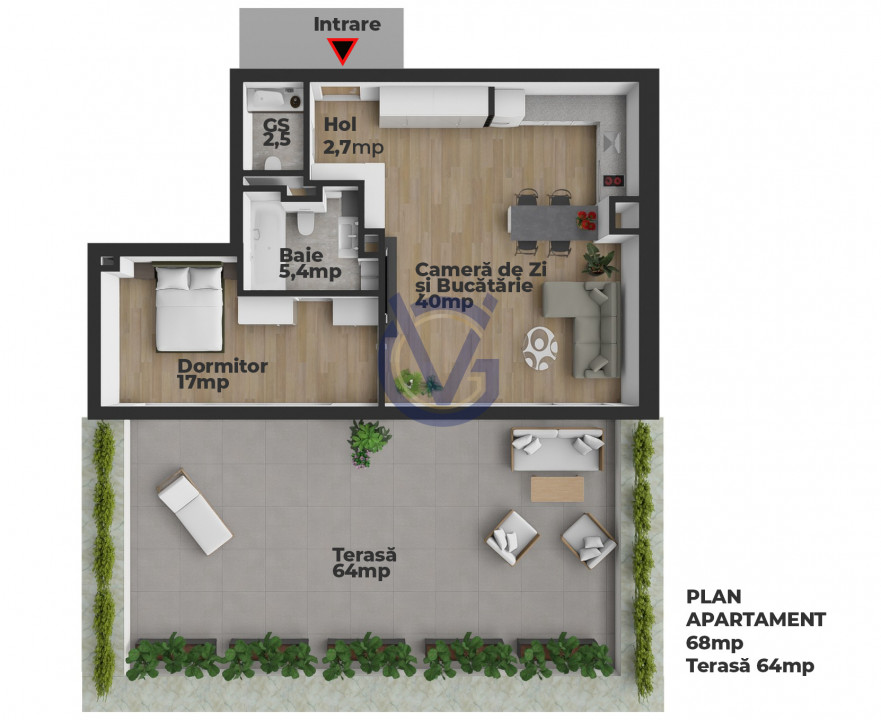 Atat de spatios! 2camere 68mp cu terasa de Penthouse 64mp! Prima inchiriere